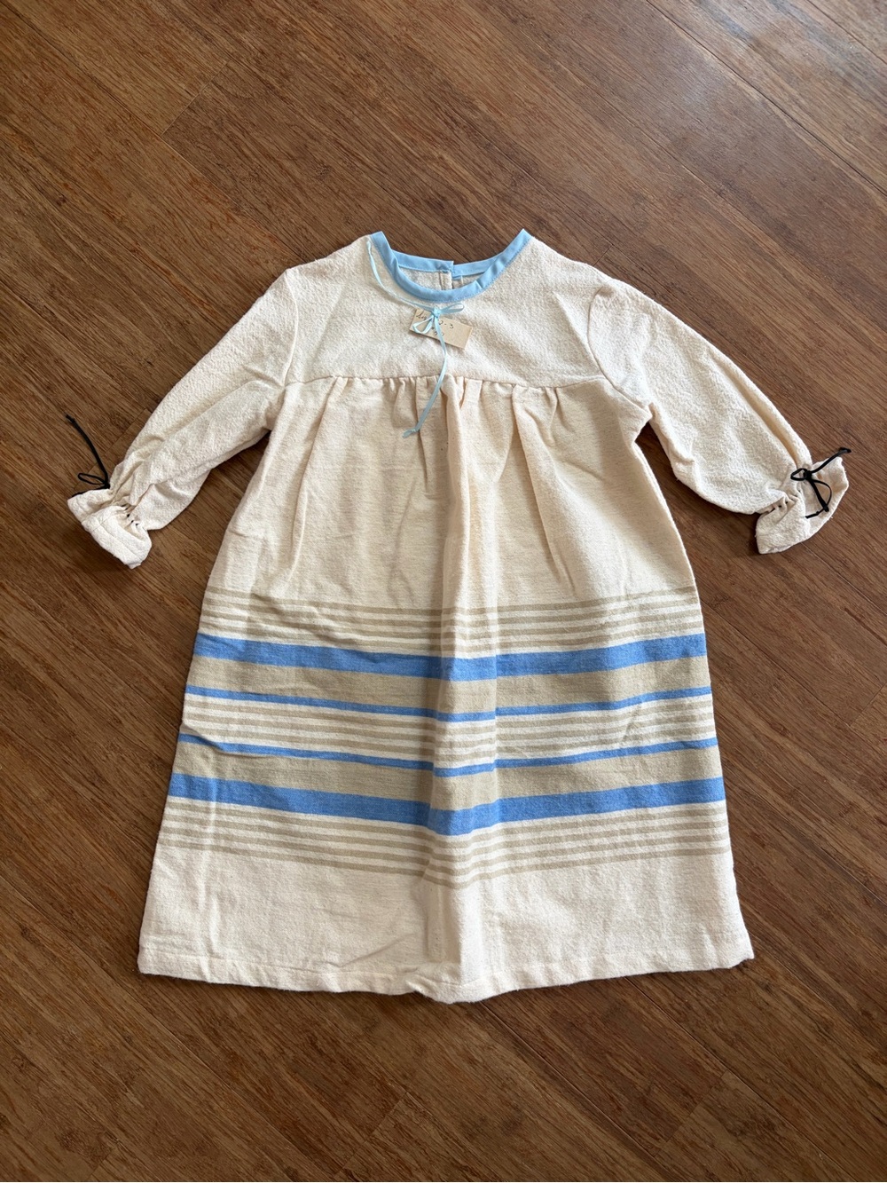 Handmade Vintage Style Girls Nightgown Striped Long Sleeve NWT Size 2-3